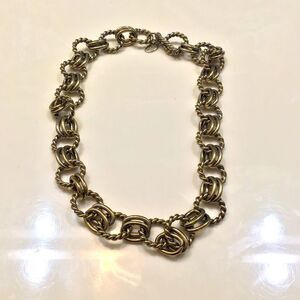 Heidi Daus Twisted Cable Double Link Gold Tone Chain Necklace